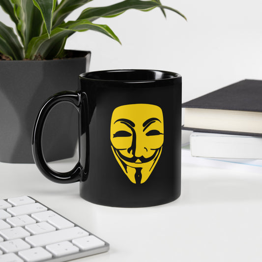 Remember, Remember, Anonymous Mask Black Glossy Mug