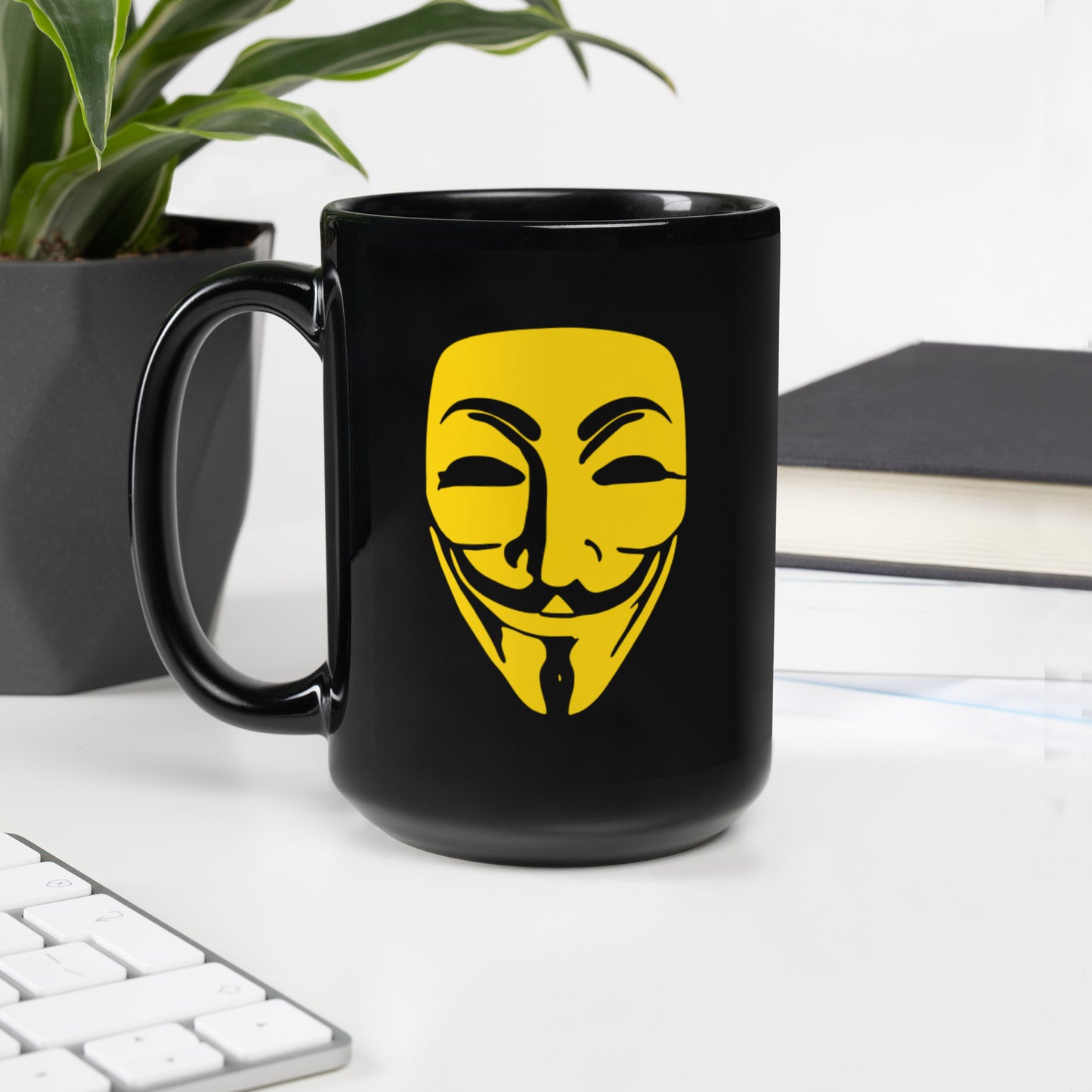 Remember, Remember, Anonymous Mask Black Glossy Mug