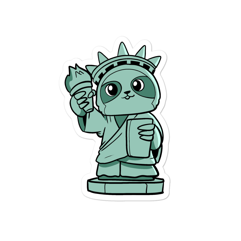 Sloth of Liberty Cartoon - Bubble-free stickers