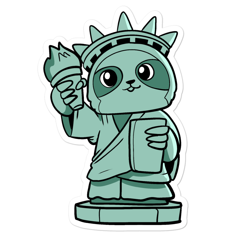 Sloth of Liberty Cartoon - Bubble-free stickers