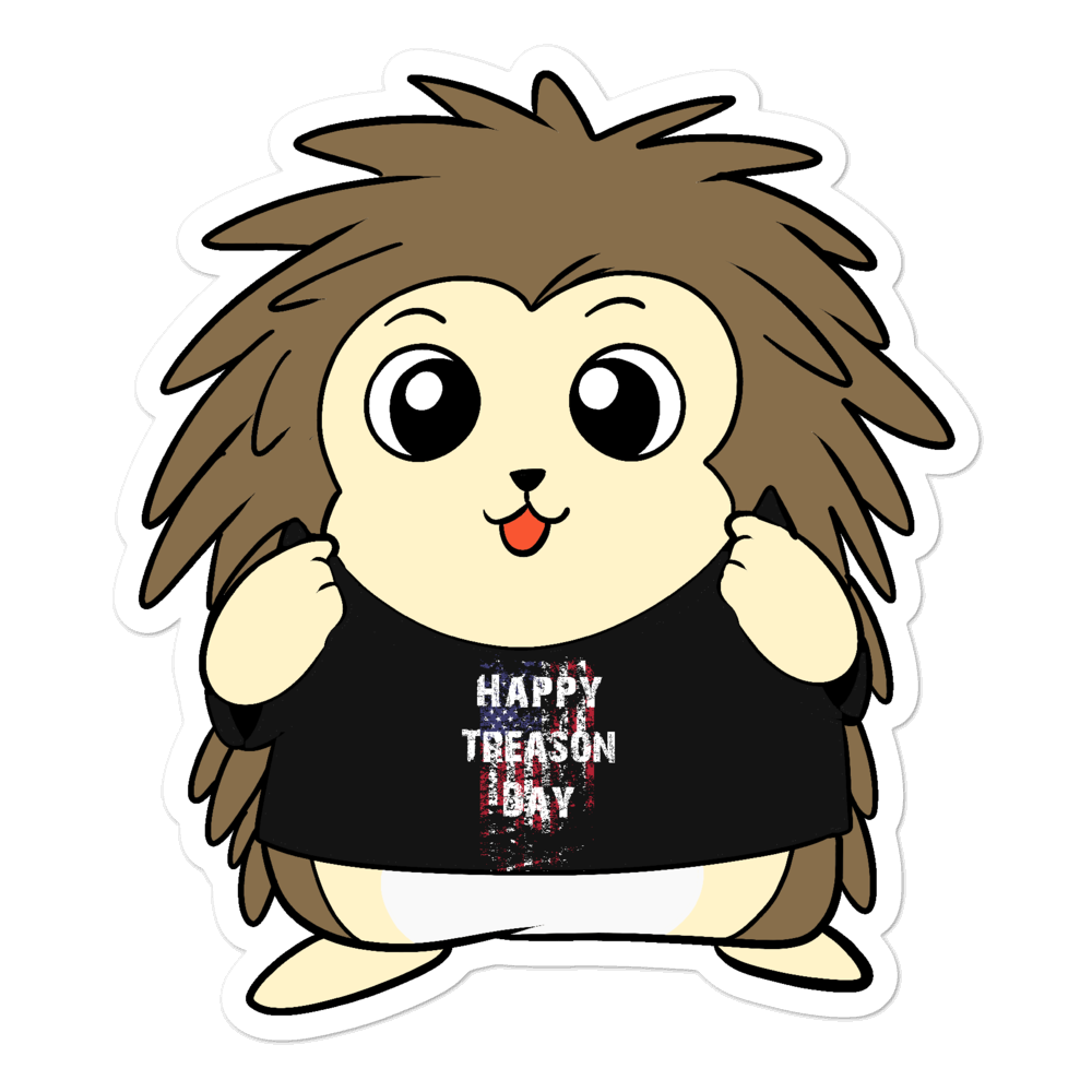 Happy Treason Day Cartoon Porcupine - Bubble-free stickers