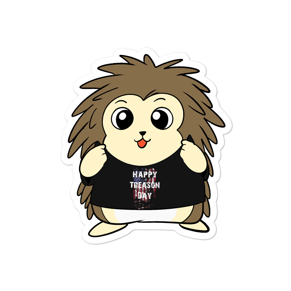 Happy Treason Day Cartoon Porcupine - Bubble-free stickers