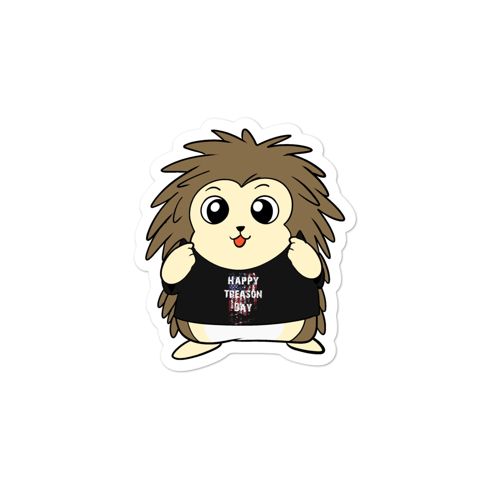 Happy Treason Day Cartoon Porcupine - Bubble-free stickers