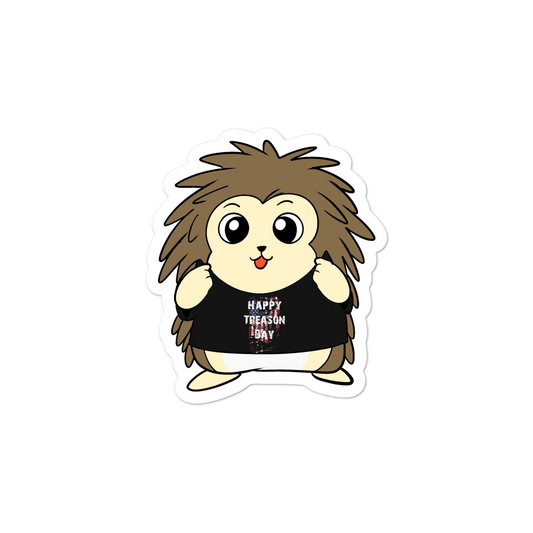 Happy Treason Day Cartoon Porcupine - Bubble-free stickers