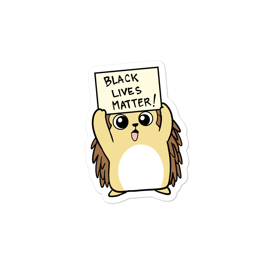 Black Lives Matter Porcupine Cartoon - Bubble-free stickers