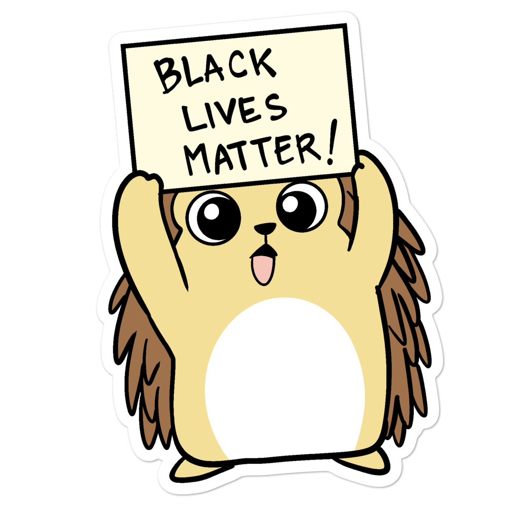 Black Lives Matter Porcupine Cartoon - Bubble-free stickers