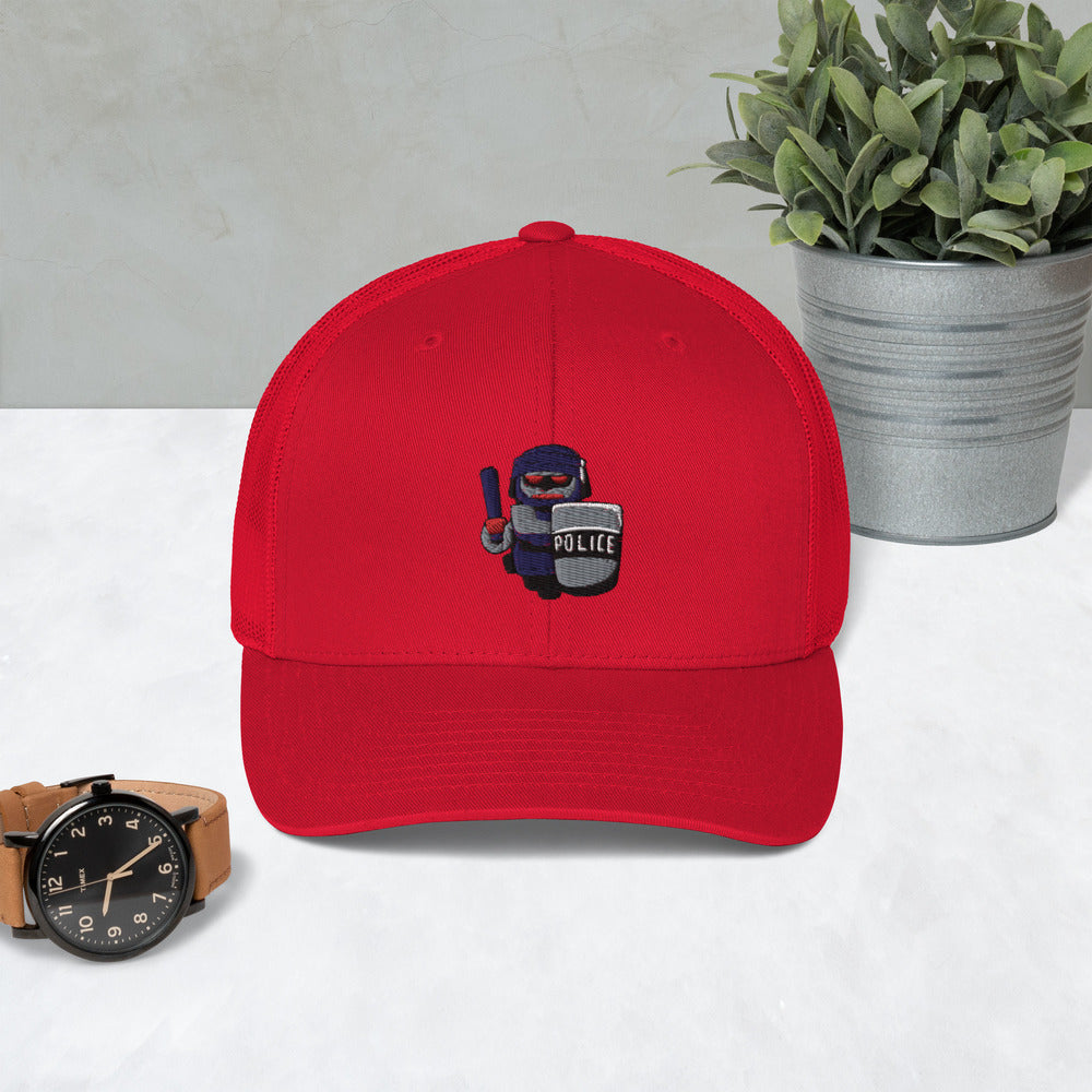 Inhuman Police Cartoon Robot Trucker Cap