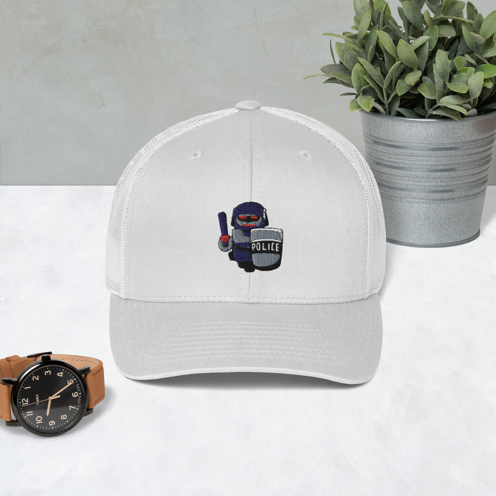 Inhuman Police Cartoon Robot Trucker Cap