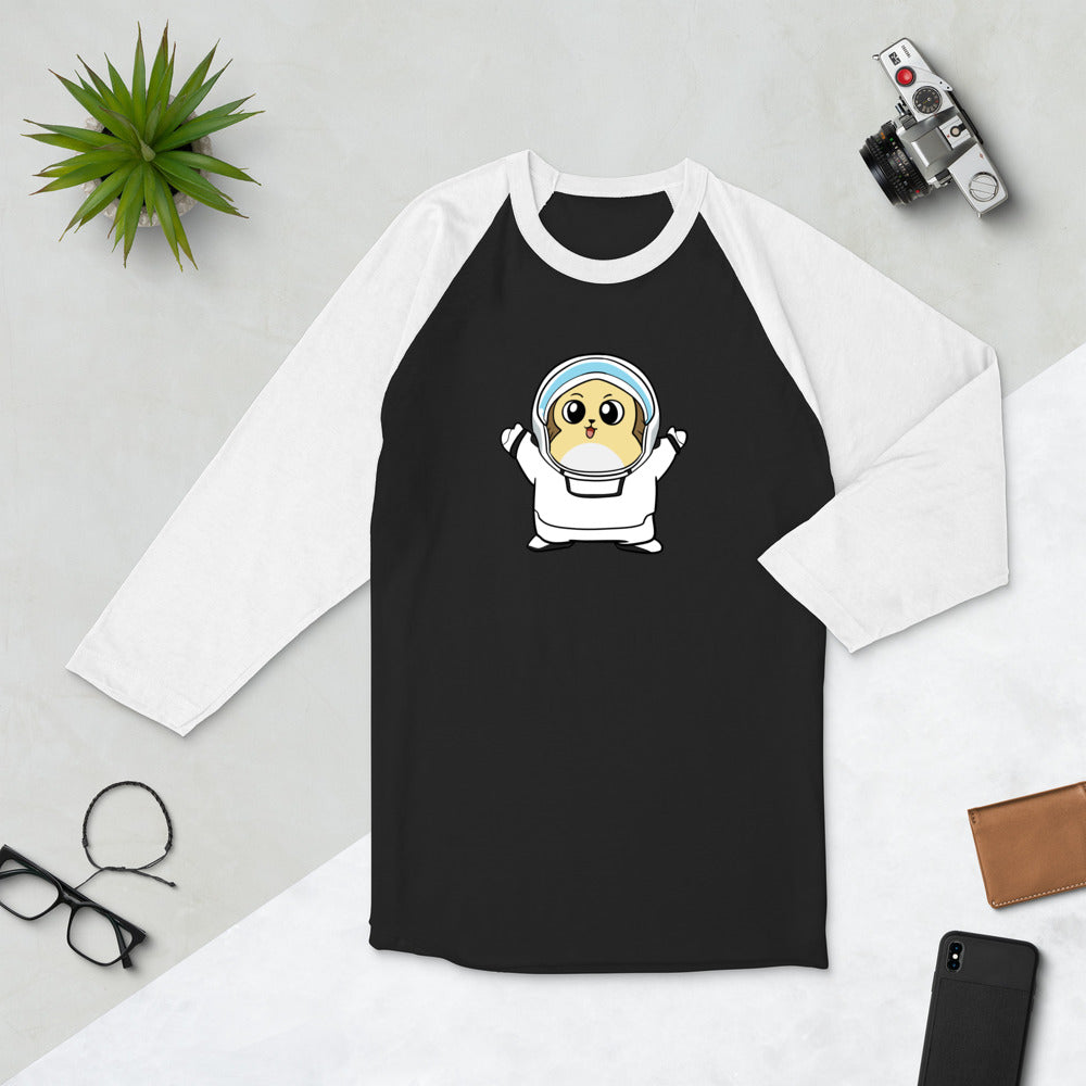 Freedom in Space Cartoon Porcupine 3/4 sleeve raglan shirt