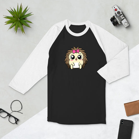 Baby Libertarian Cartoon Porcupine 3/4 sleeve raglan shirt