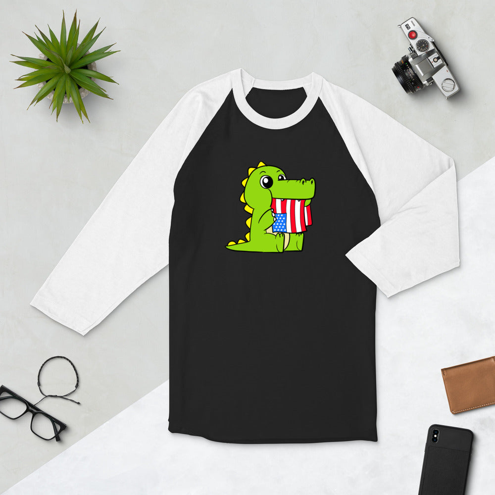 Tasty Freedom Cartoon 3/4 sleeve raglan shirt