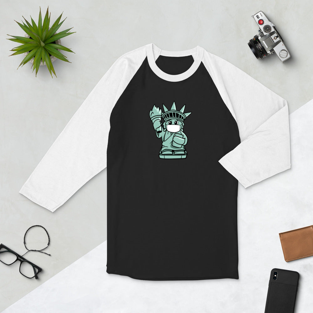 Masked Liberty Cartoon 3/4 sleeve raglan shirt