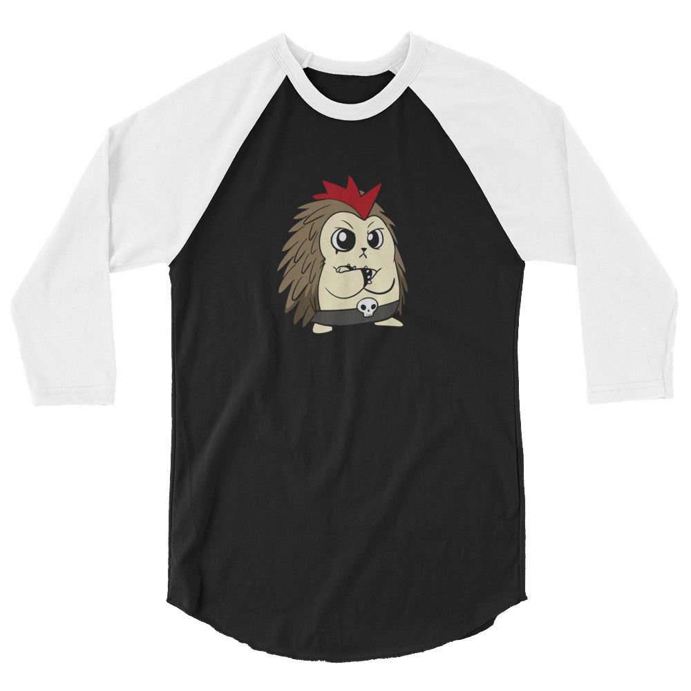 Angry Libertarian Cartoon Porcupine 3/4 sleeve raglan shirt