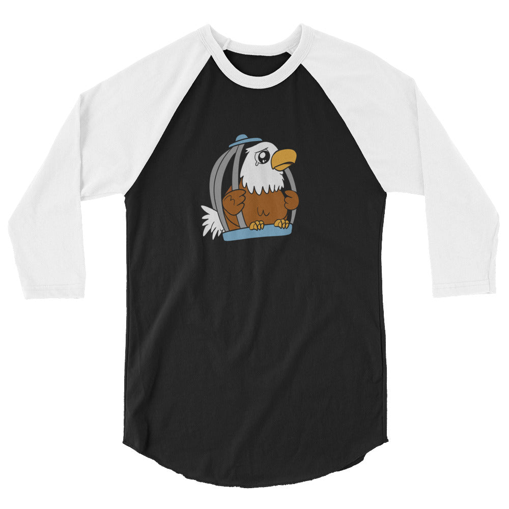 Caged Freedom Cartoon Eagle 3/4 sleeve raglan shirt