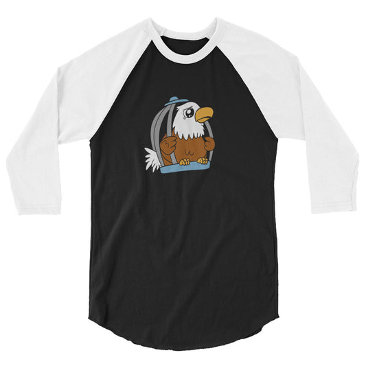 Caged Freedom Cartoon Eagle 3/4 sleeve raglan shirt