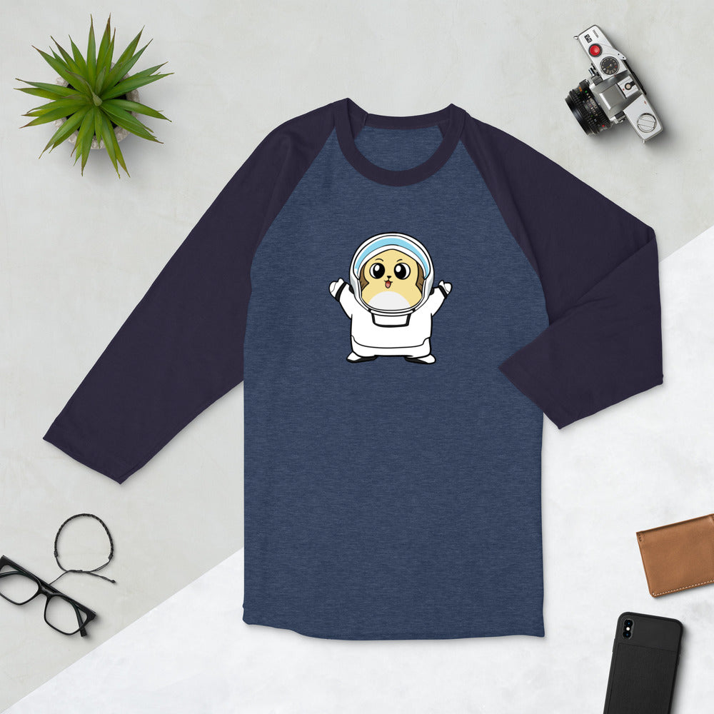 Freedom in Space Cartoon Porcupine 3/4 sleeve raglan shirt