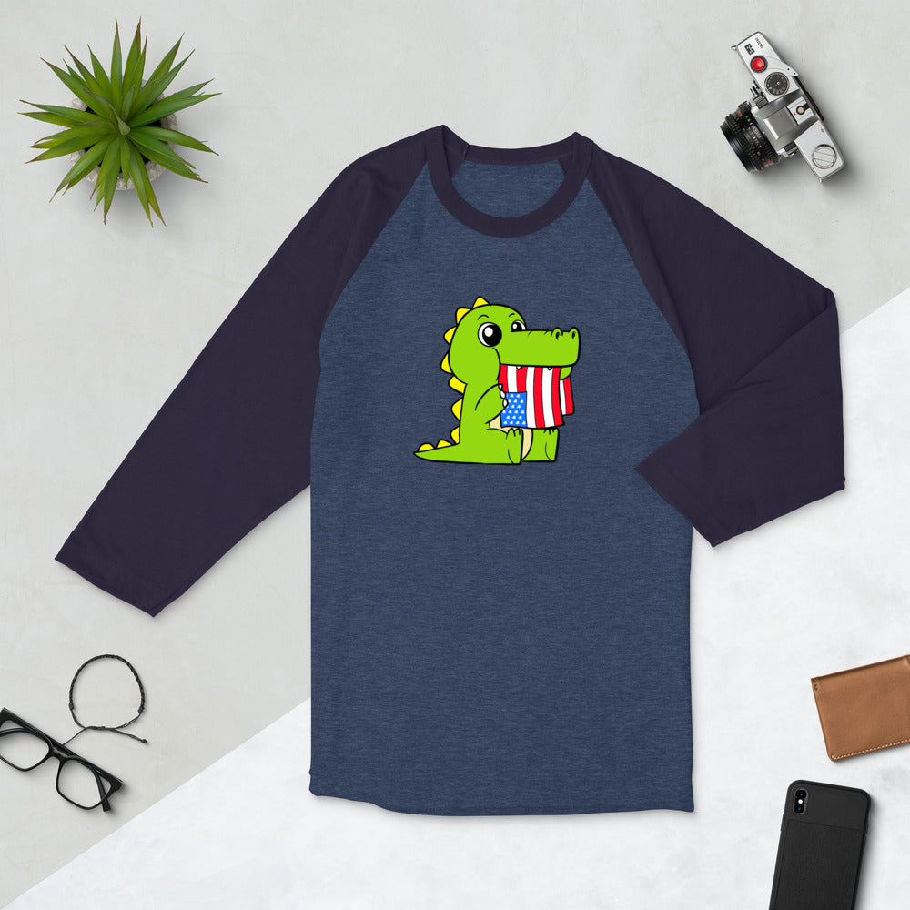 Tasty Freedom Cartoon 3/4 sleeve raglan shirt