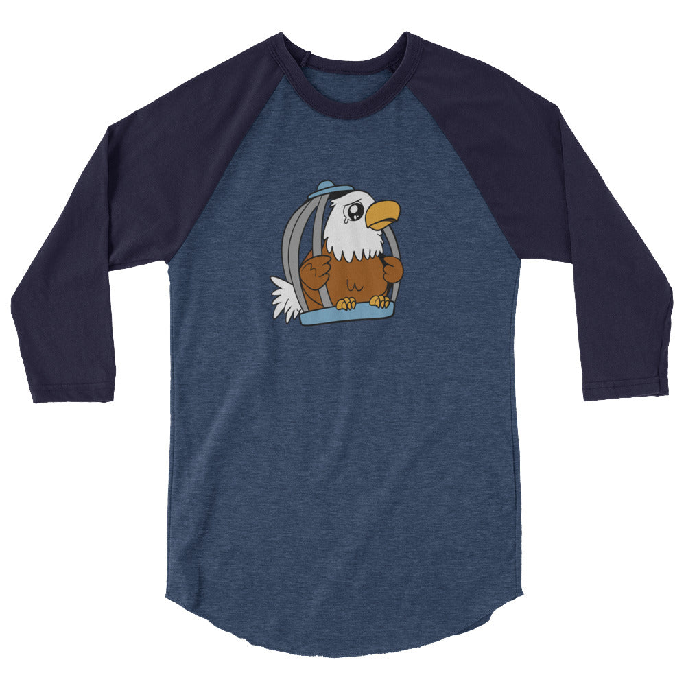 Caged Freedom Cartoon Eagle 3/4 sleeve raglan shirt