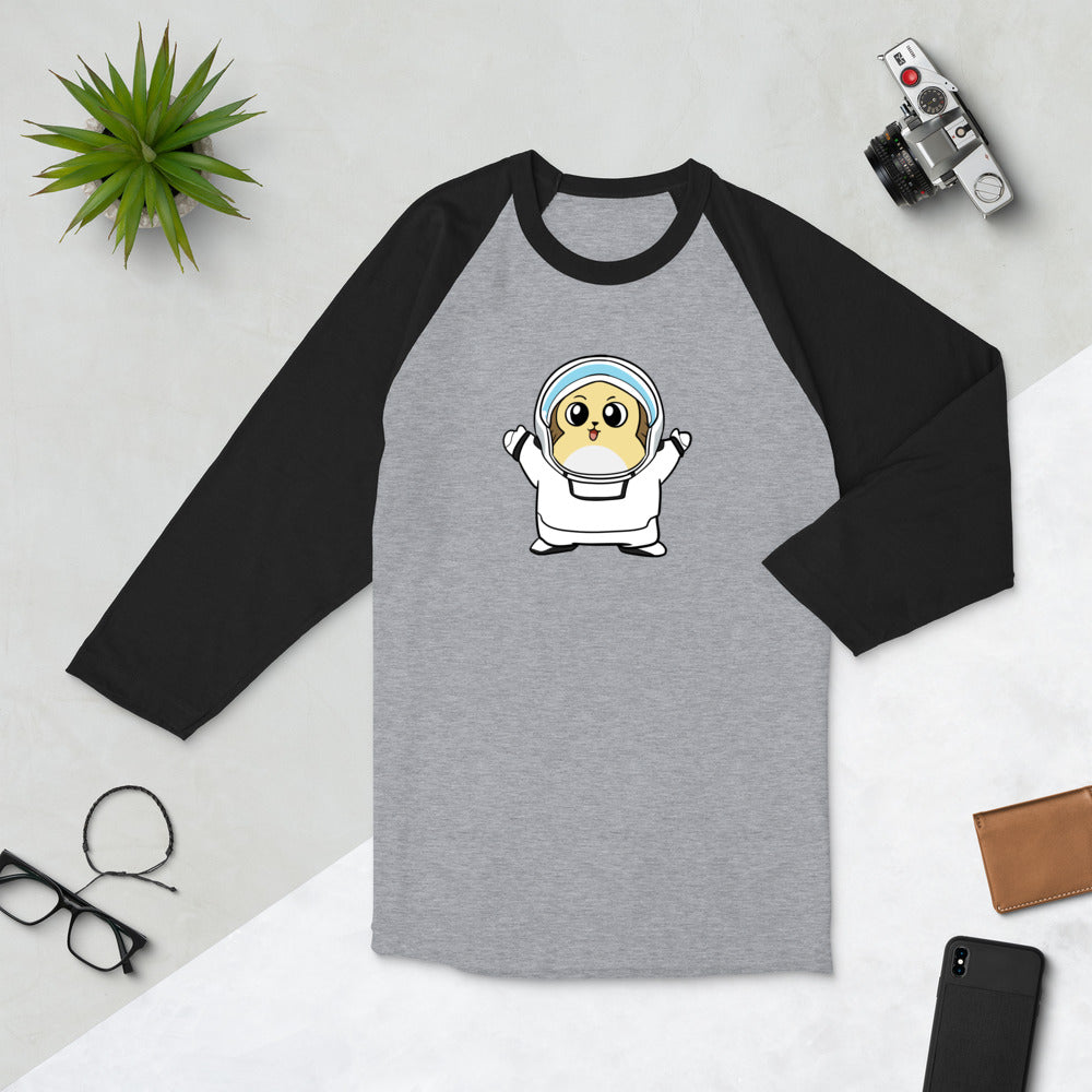 Freedom in Space Cartoon Porcupine 3/4 sleeve raglan shirt