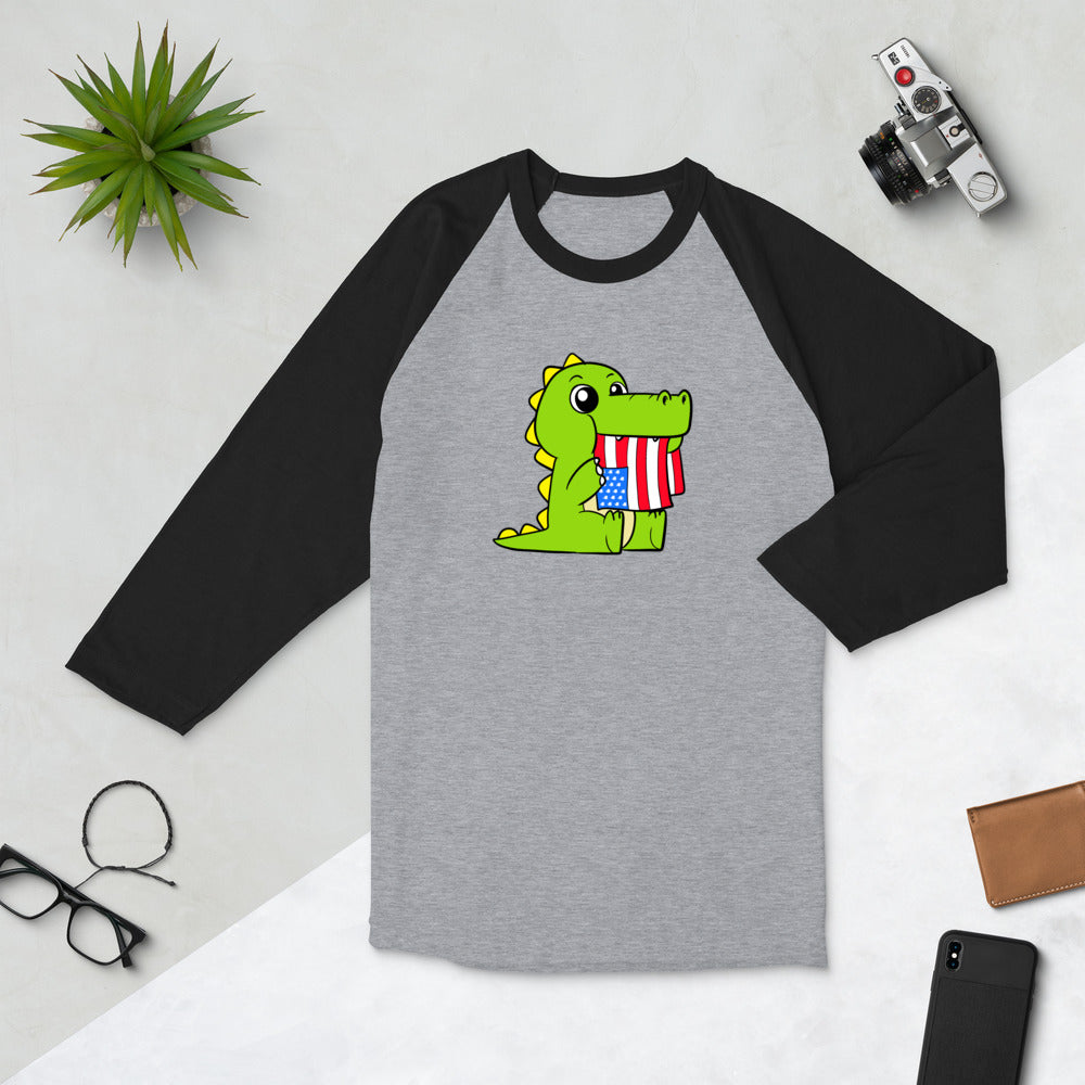 Tasty Freedom Cartoon 3/4 sleeve raglan shirt