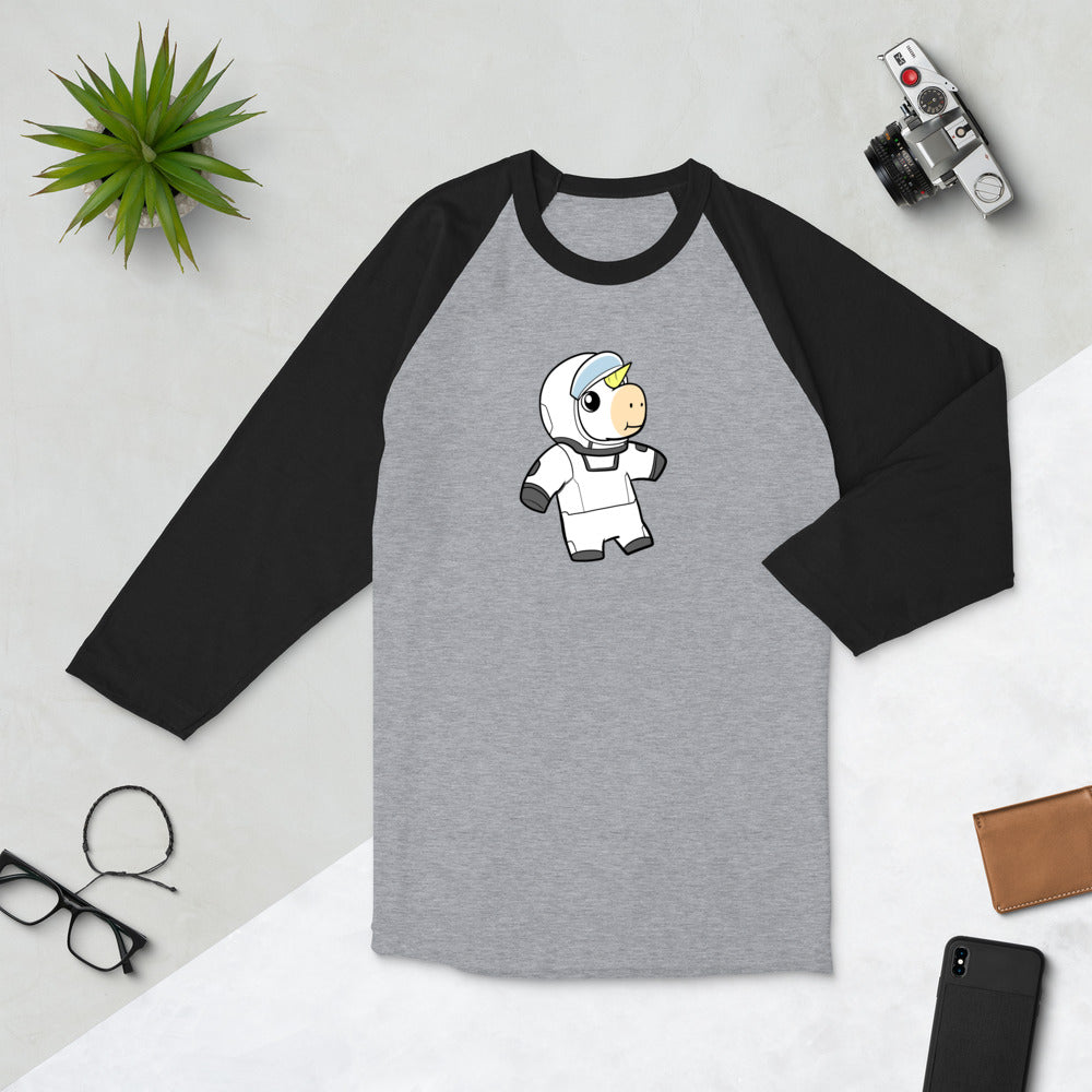 Space Unicorn Cartoon 3/4 sleeve raglan shirt