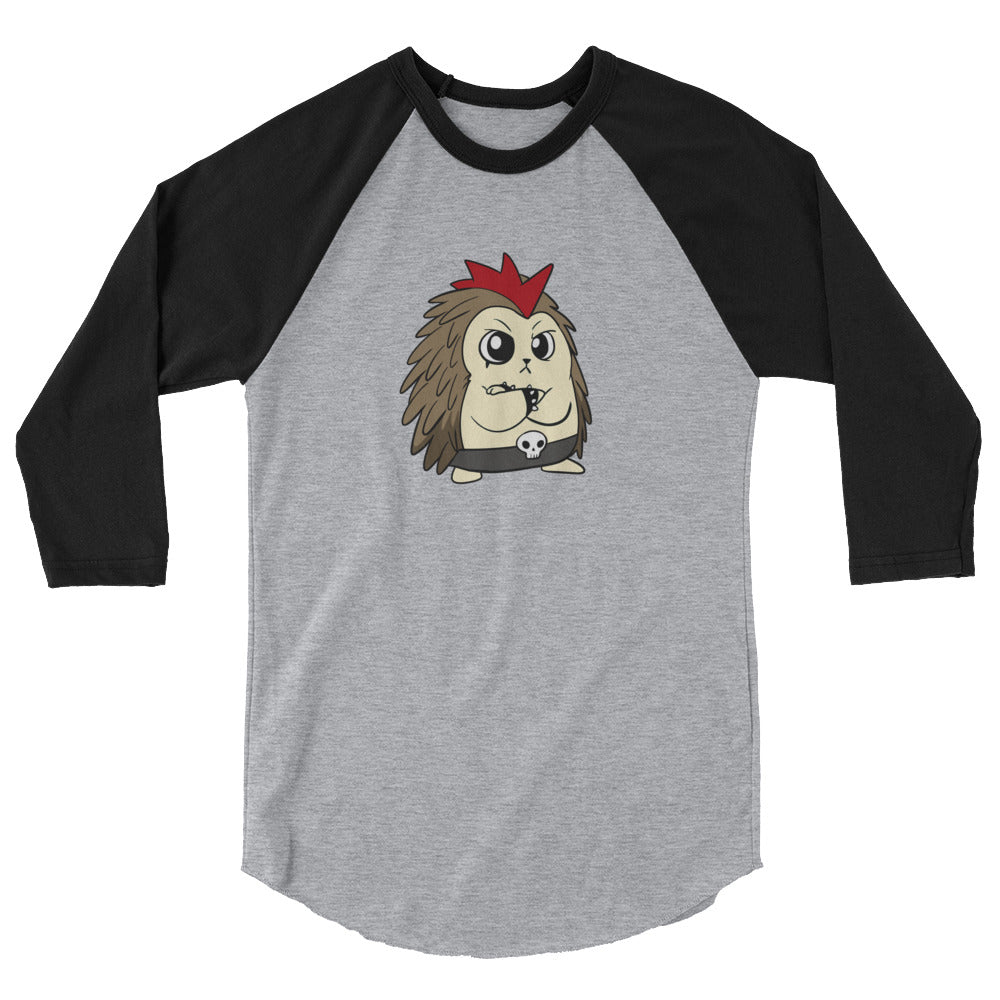 Angry Libertarian Cartoon Porcupine 3/4 sleeve raglan shirt