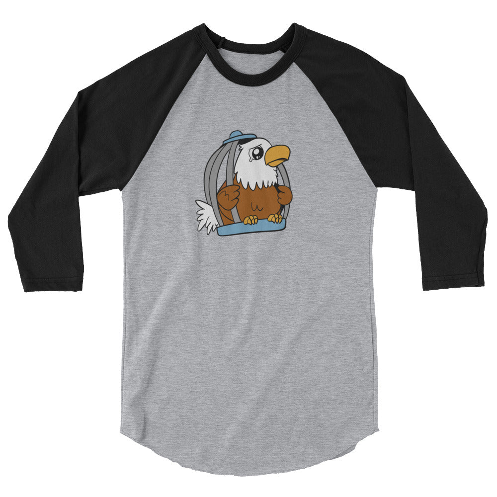 Caged Freedom Cartoon Eagle 3/4 sleeve raglan shirt