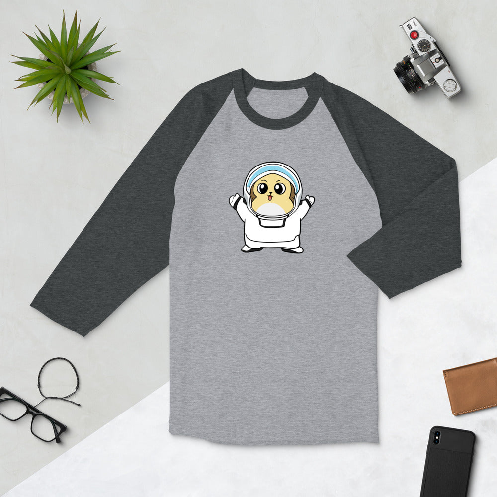 Freedom in Space Cartoon Porcupine 3/4 sleeve raglan shirt