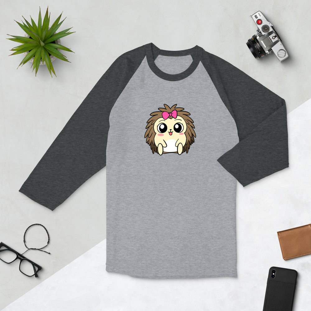 Baby Libertarian Cartoon Porcupine 3/4 sleeve raglan shirt