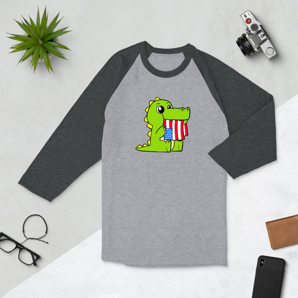 Tasty Freedom Cartoon 3/4 sleeve raglan shirt