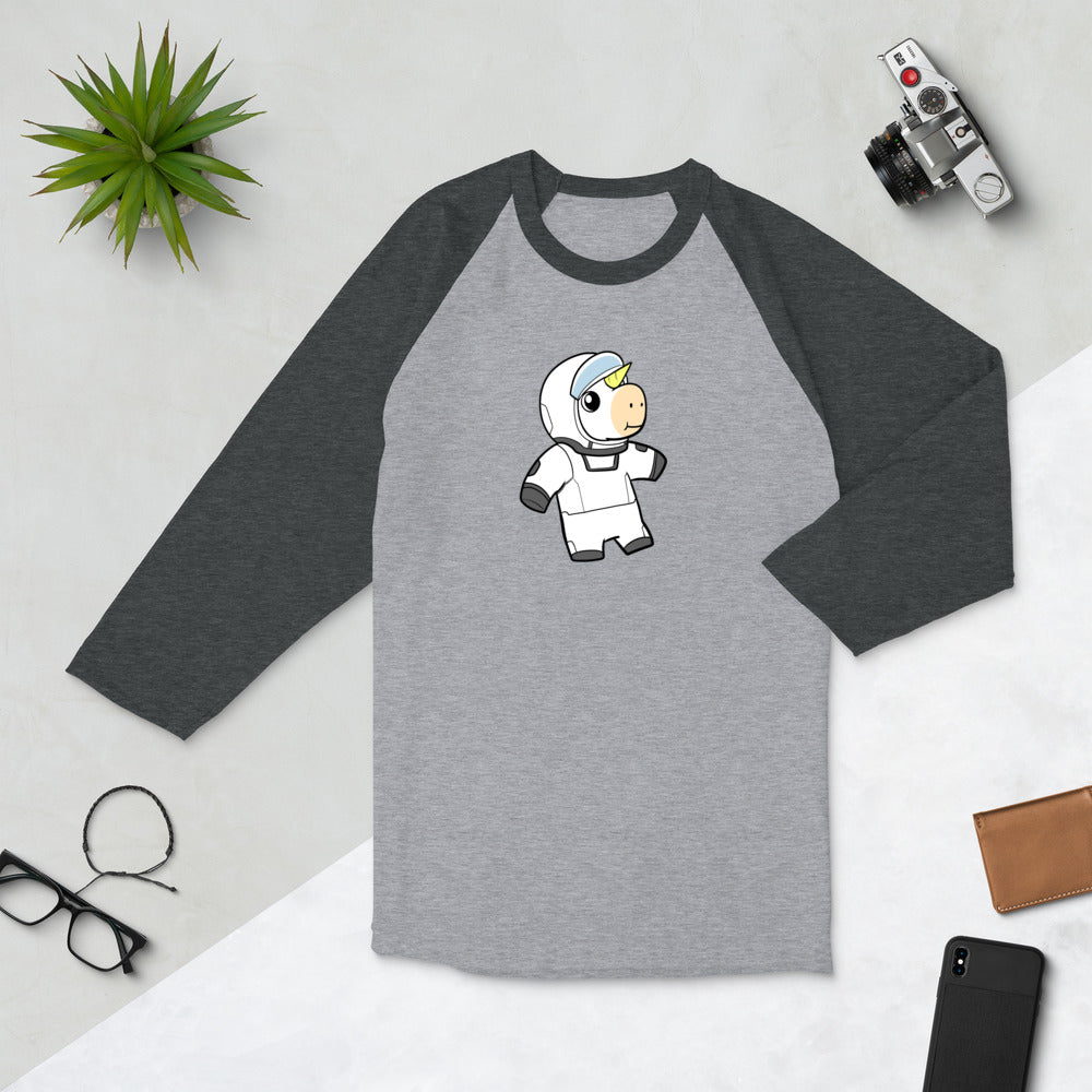 Space Unicorn Cartoon 3/4 sleeve raglan shirt