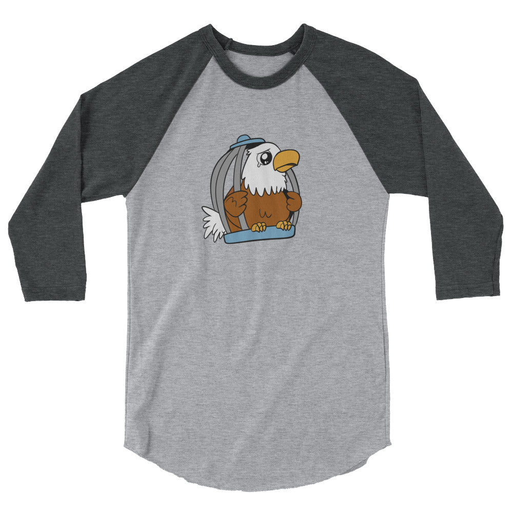 Caged Freedom Cartoon Eagle 3/4 sleeve raglan shirt