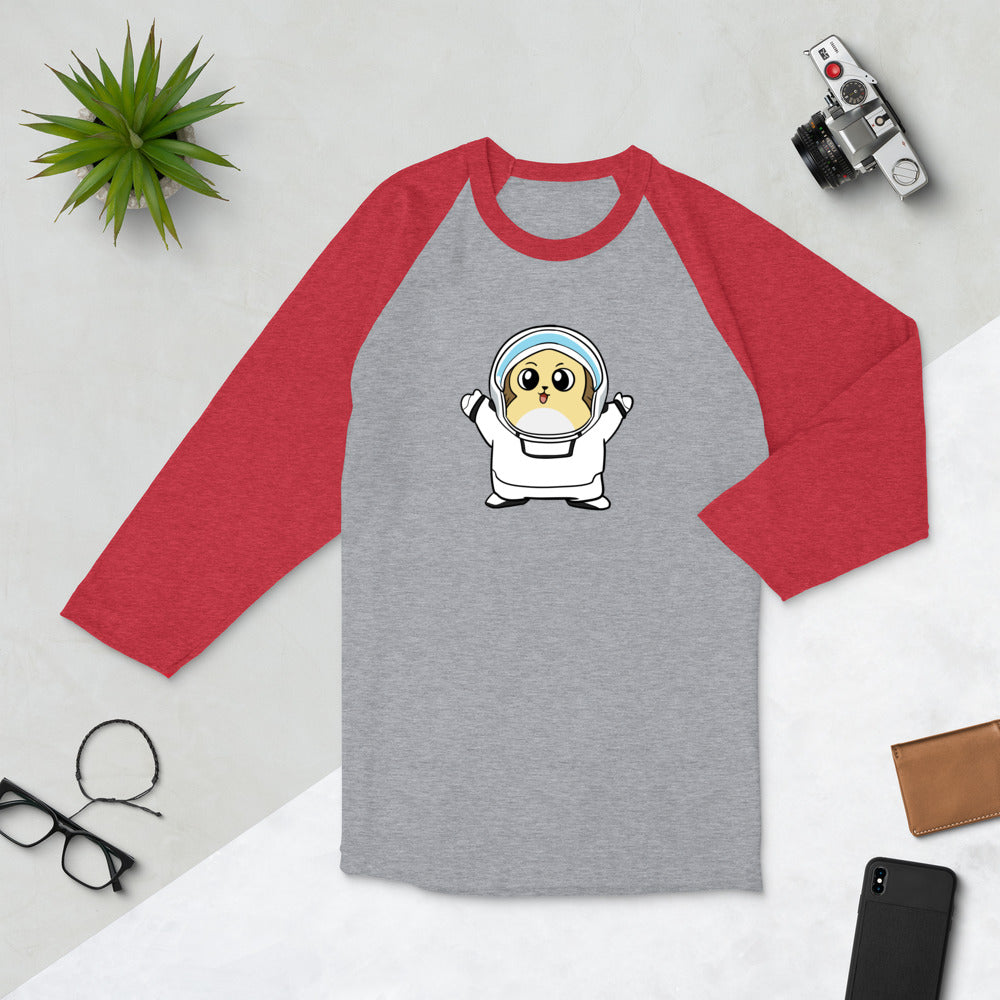 Freedom in Space Cartoon Porcupine 3/4 sleeve raglan shirt