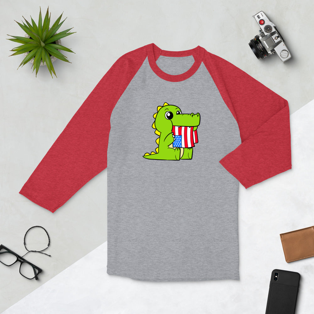 Tasty Freedom Cartoon 3/4 sleeve raglan shirt