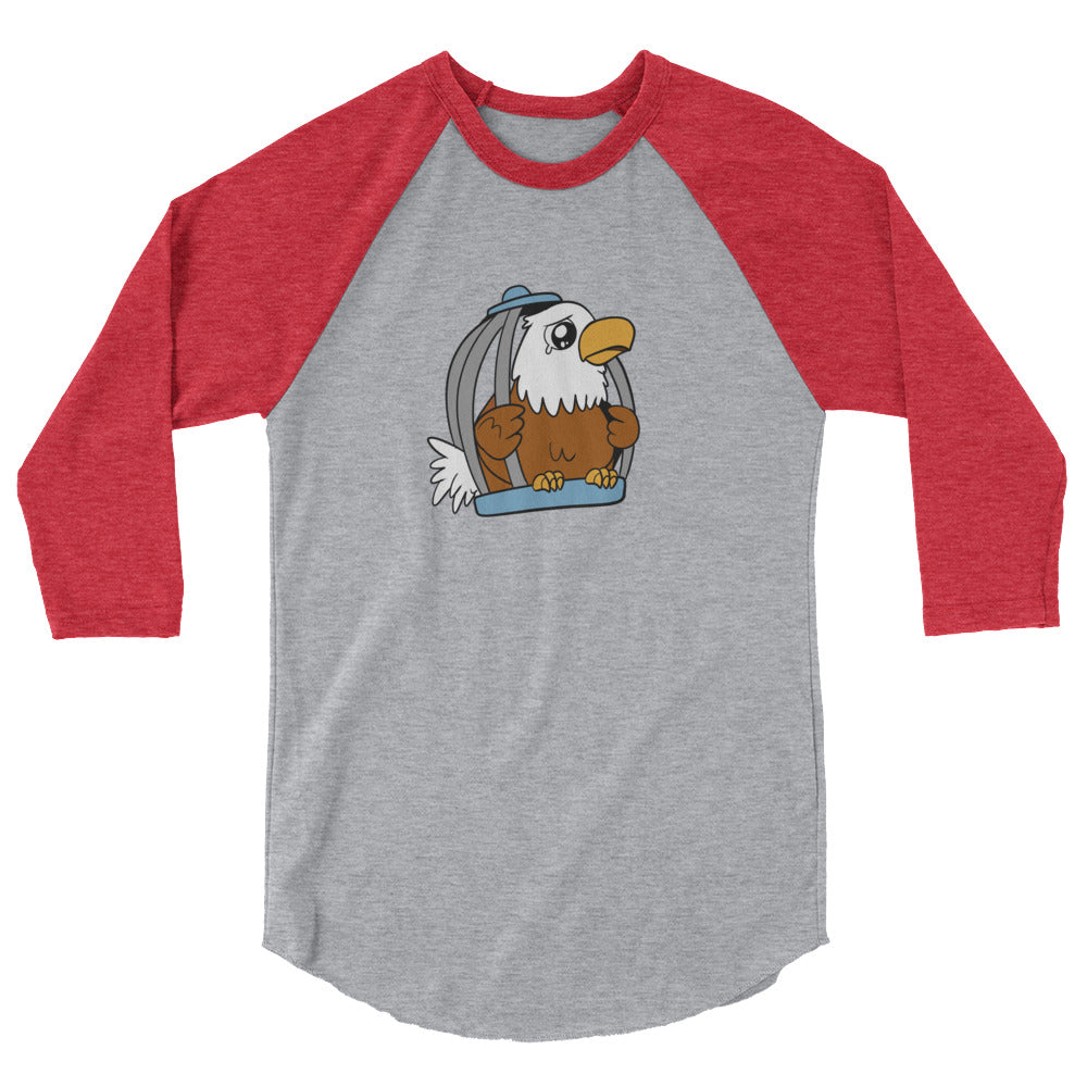 Caged Freedom Cartoon Eagle 3/4 sleeve raglan shirt