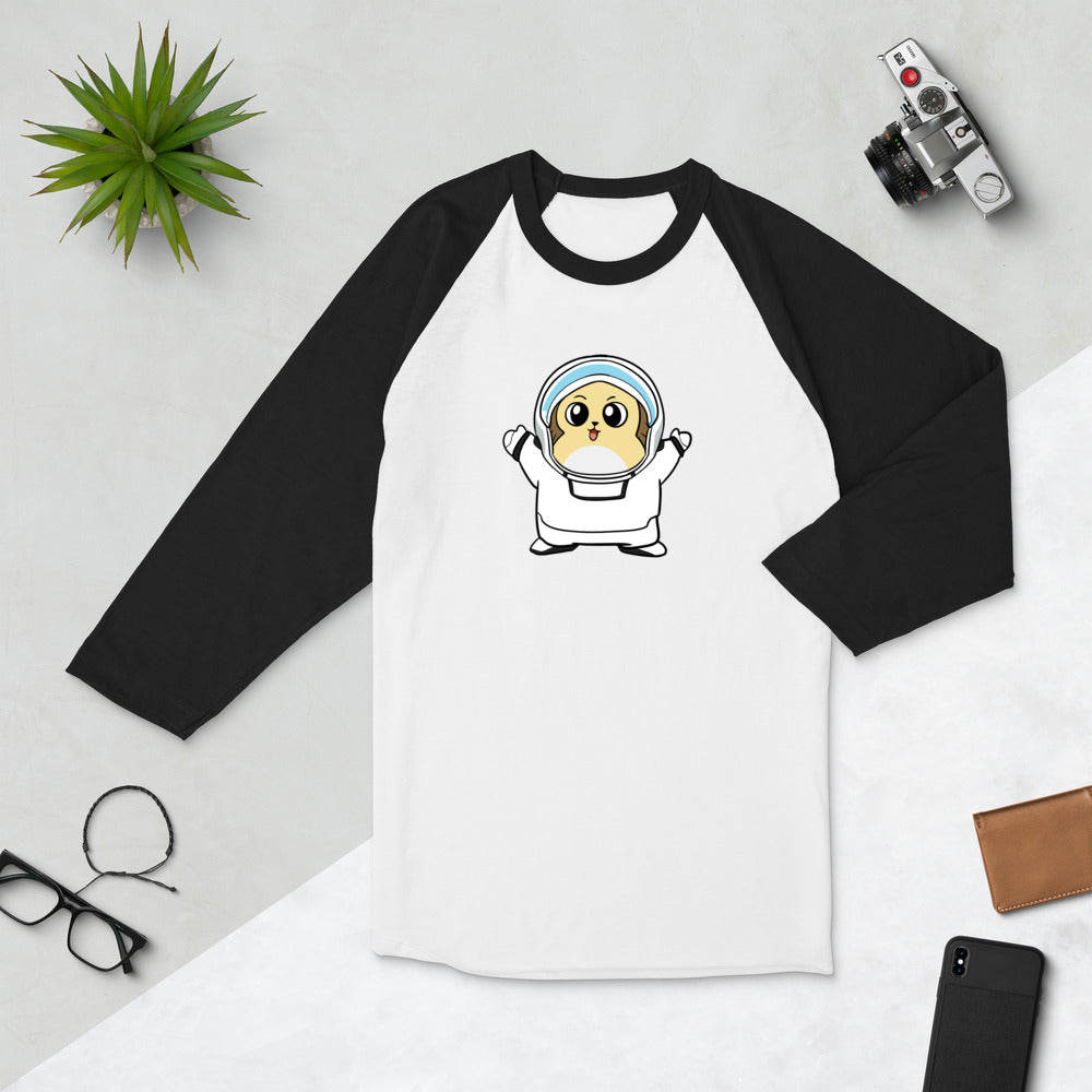 Freedom in Space Cartoon Porcupine 3/4 sleeve raglan shirt