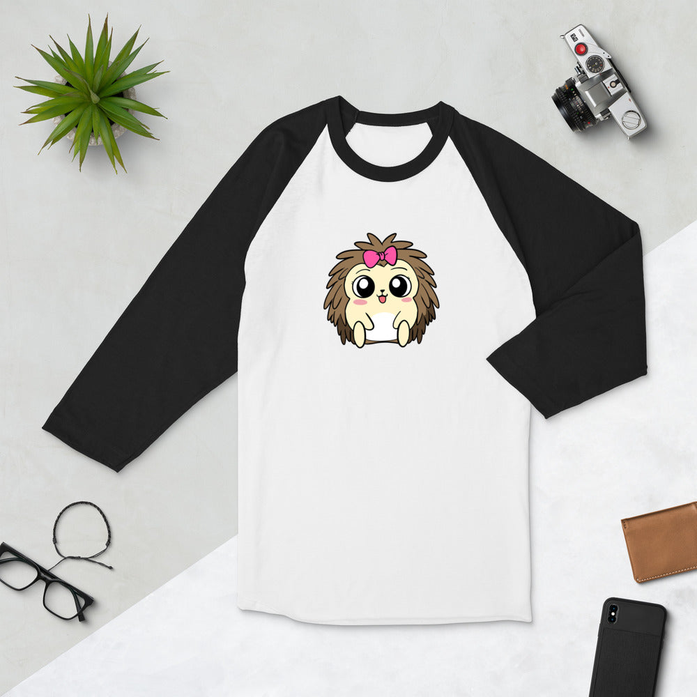 Baby Libertarian Cartoon Porcupine 3/4 sleeve raglan shirt