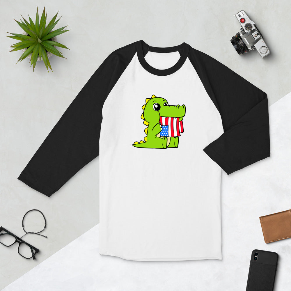 Tasty Freedom Cartoon 3/4 sleeve raglan shirt