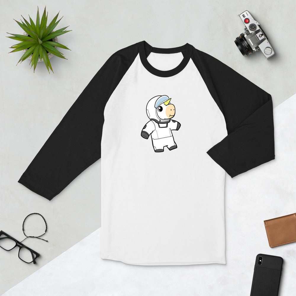 Space Unicorn Cartoon 3/4 sleeve raglan shirt