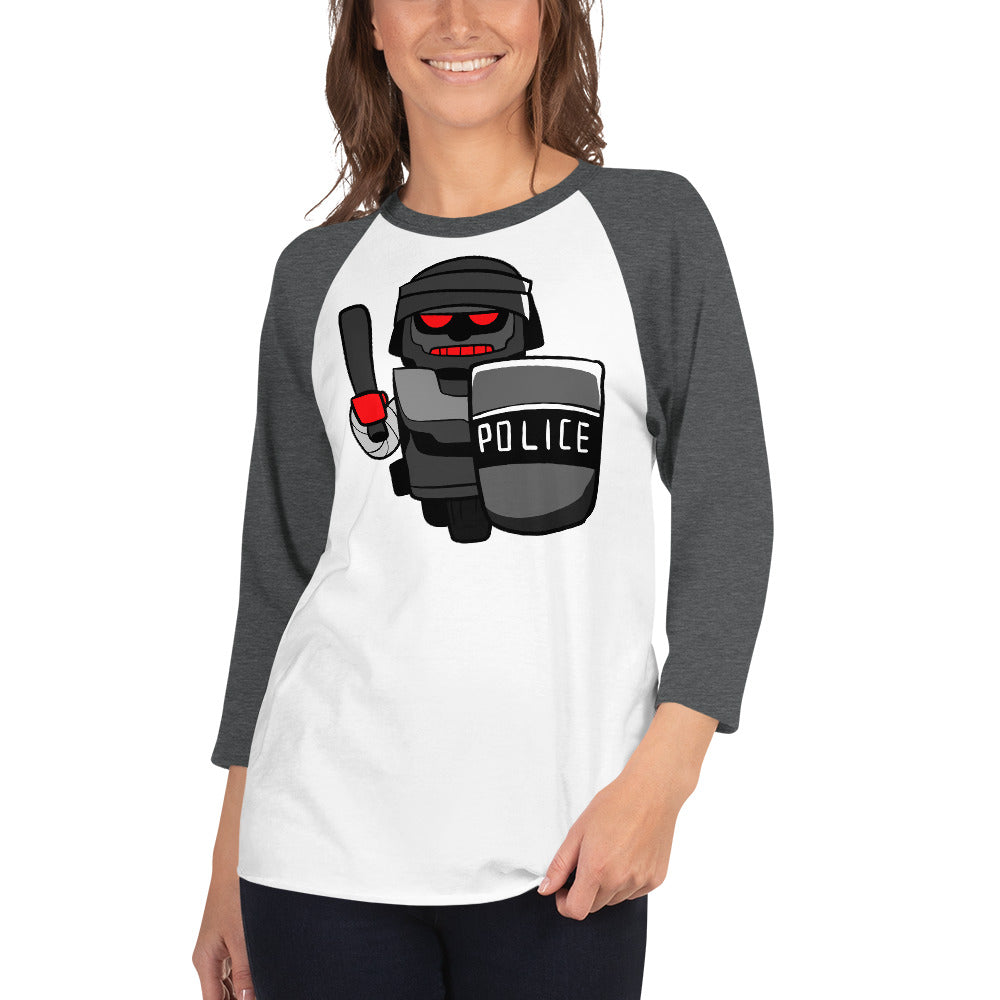 Inhuman Police Robot Cartoon 3/4 sleeve raglan shirt