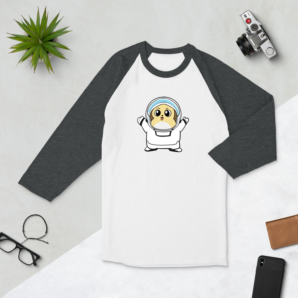 Freedom in Space Cartoon Porcupine 3/4 sleeve raglan shirt