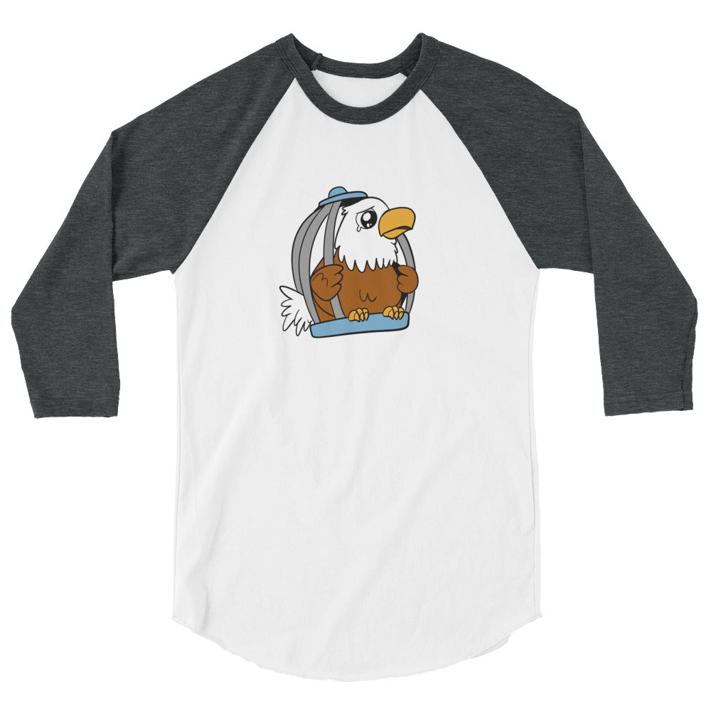 Caged Freedom Cartoon Eagle 3/4 sleeve raglan shirt