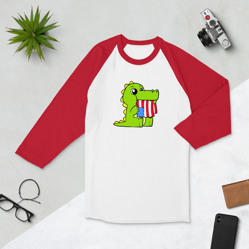 Tasty Freedom Cartoon 3/4 sleeve raglan shirt