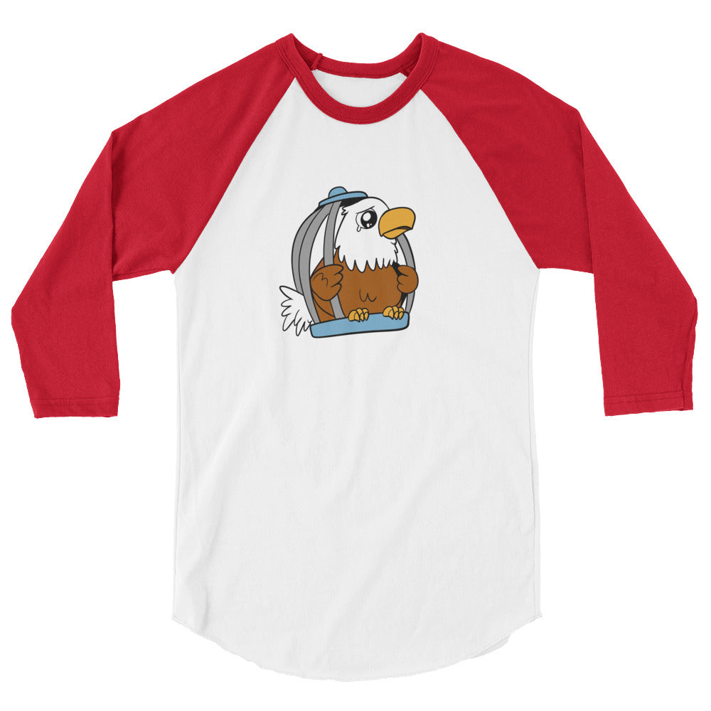 Caged Freedom Cartoon Eagle 3/4 sleeve raglan shirt