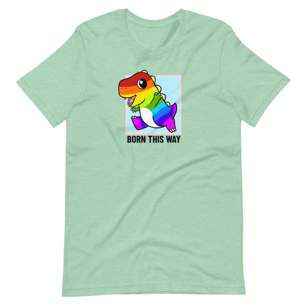 Born This Way LGBT Pride Cartoon Dinosaur Short-Sleeve Unisex T-Shirt