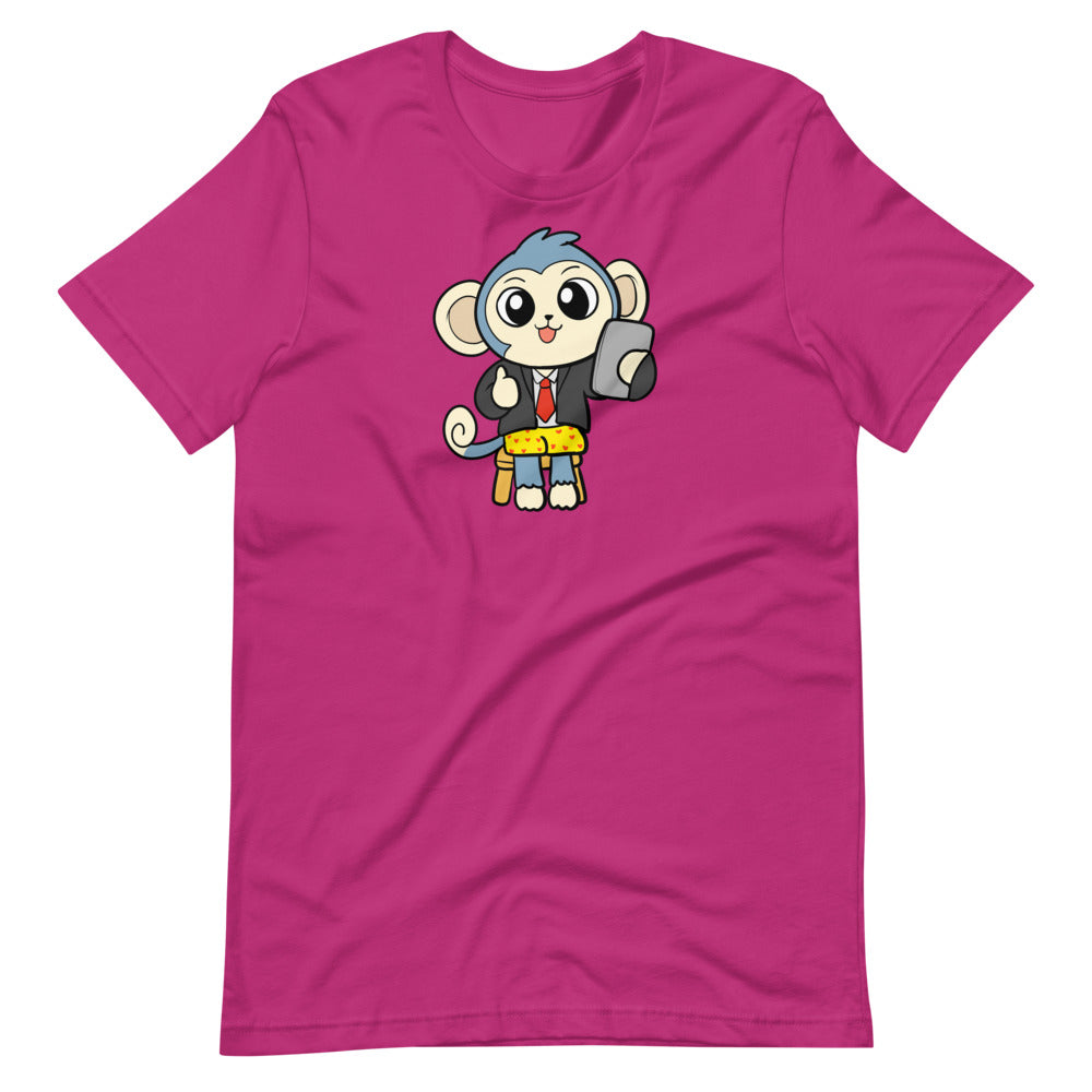 Liberty at Work from Home Cartoon Monkey Short Sleeve Unisex T-Shirt